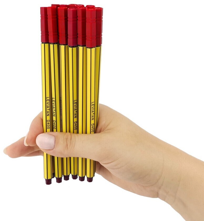 20x Cienkopis Leviatan, D400, 0.4mm, czerwony