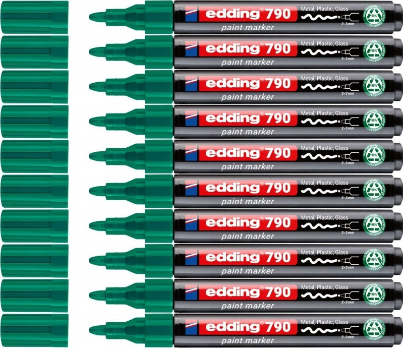 10x Marker olejowy edding e-790 PCR, okrągła, 2-3 mm, zielony