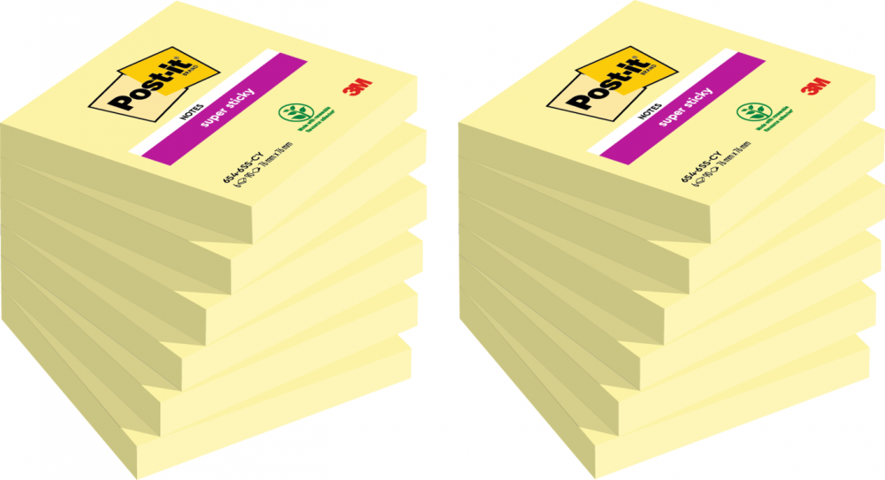 20x Karteczki samoprzylepne Post-it Super Sticky, 76x76mm, 90 karteczek, żółty pastelowy