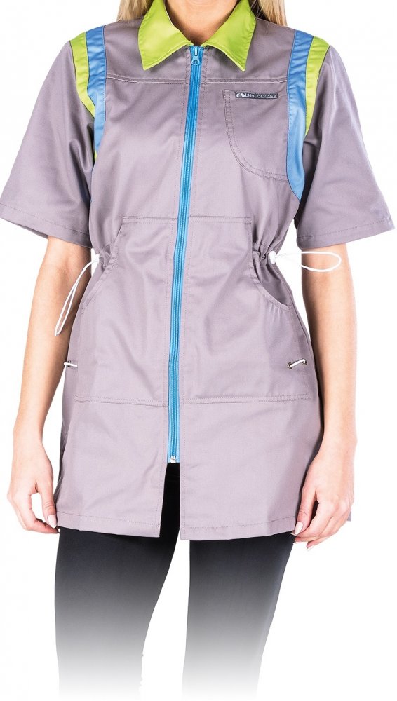 Fartuch ochronny damski Leber&Hollman, LH-COVISER SJNJZ, rozmiar XL, krótki rękaw, szary