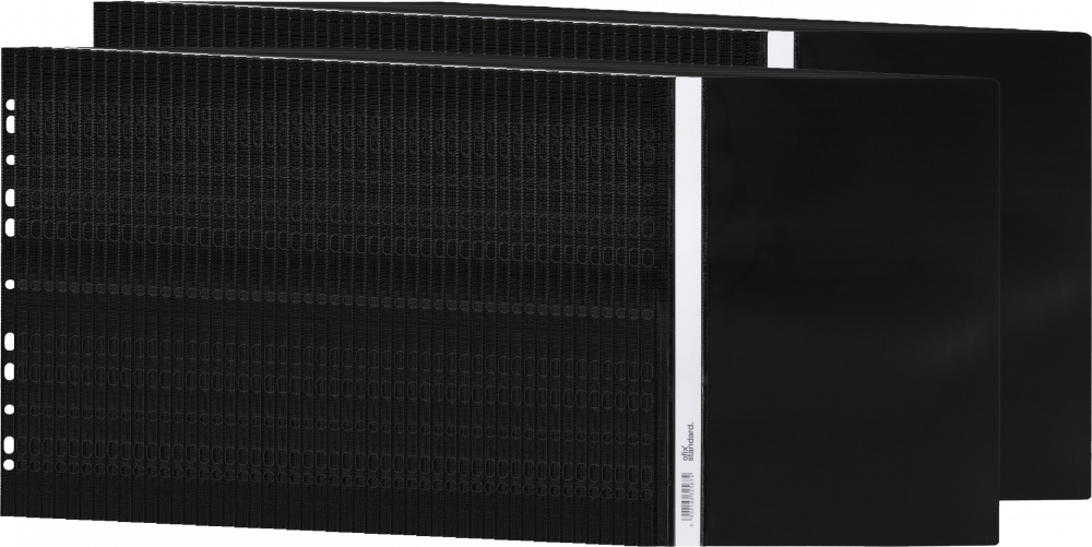 100x Skoroszyt plastikowy oczkowy Ofix Standard, twardy, A4, PVC, do 200 kartek, czarny