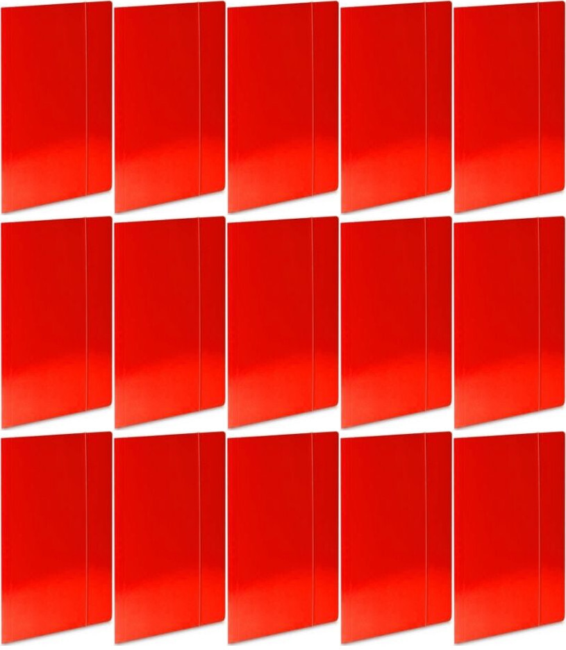 15x Teczka kartonowa z gumką lakierowana Barbara, A4, 3mm, czerwony