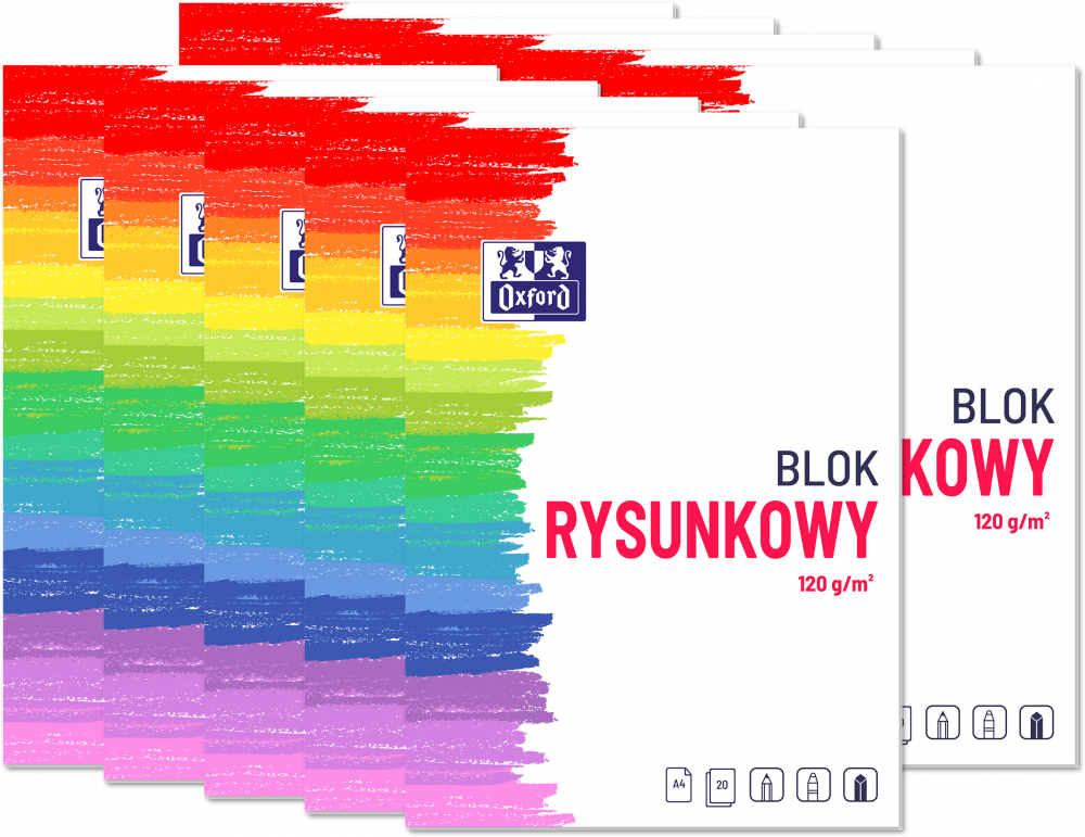 10x Blok rysunkowy Oxford, A4, 20 kartek, biały
