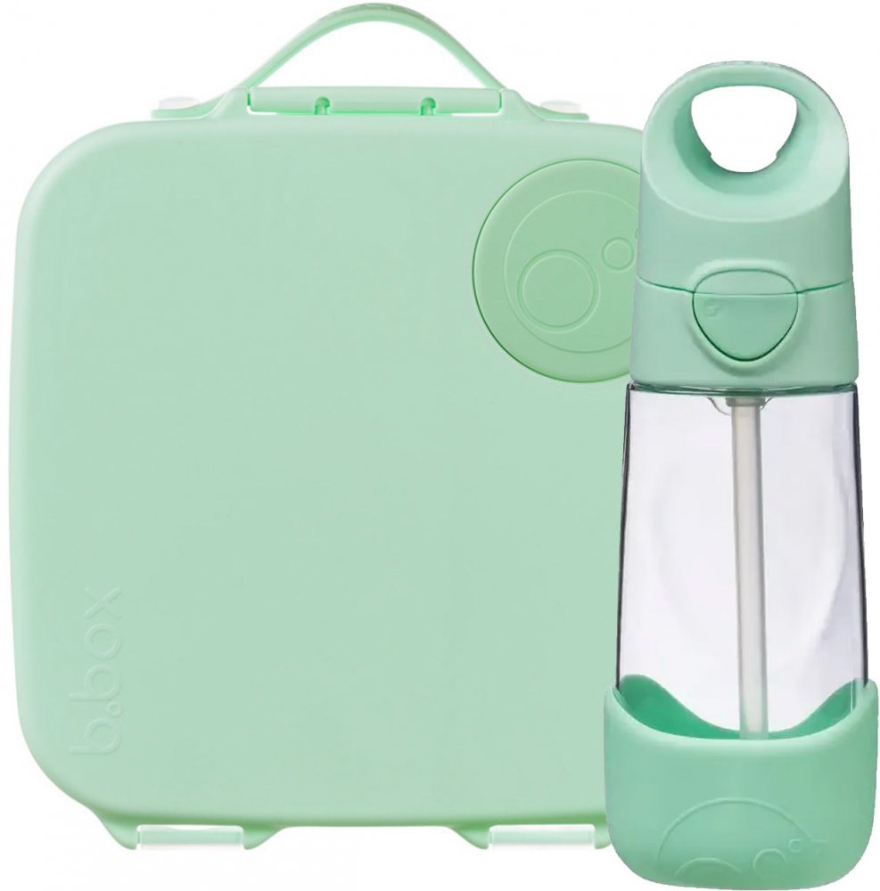 Zestaw: Lunchbox z wkładem chłodzącym + bidon na wodę ze słomką B.Box Spearmint
