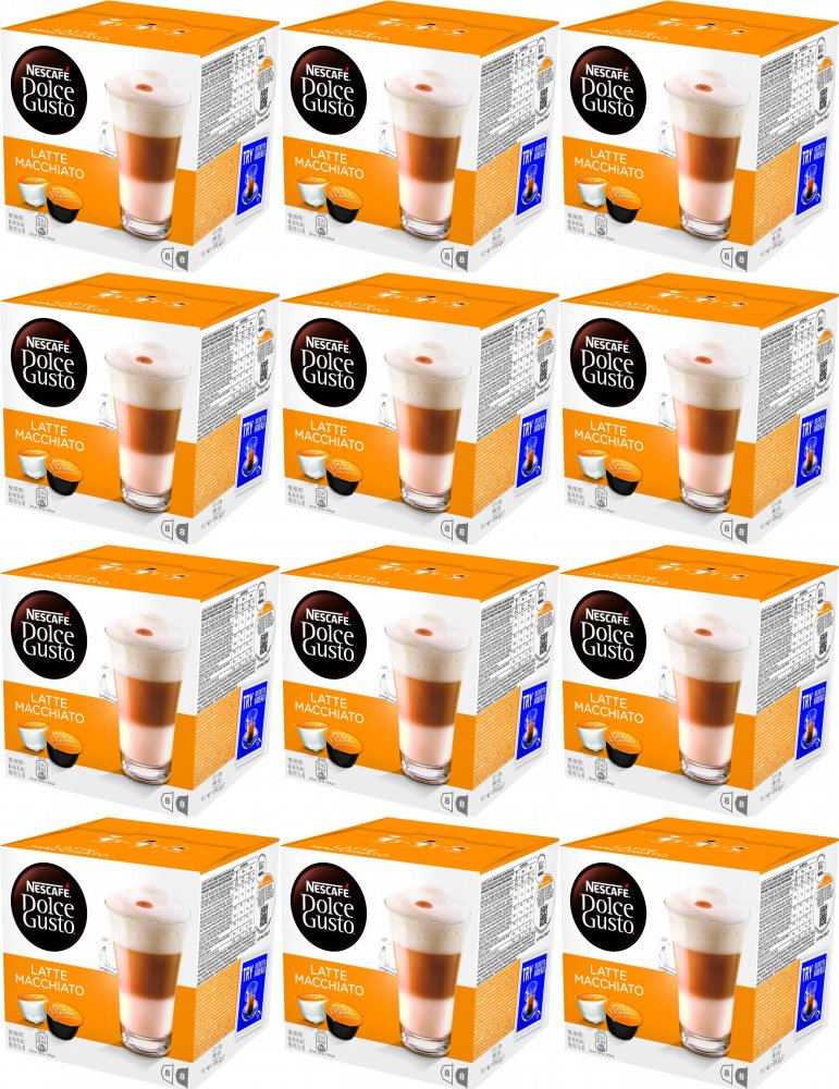 12x Kapsułki do ekspresu Nescafé Dolce Gusto Latte Macchiato, 16 sztuk