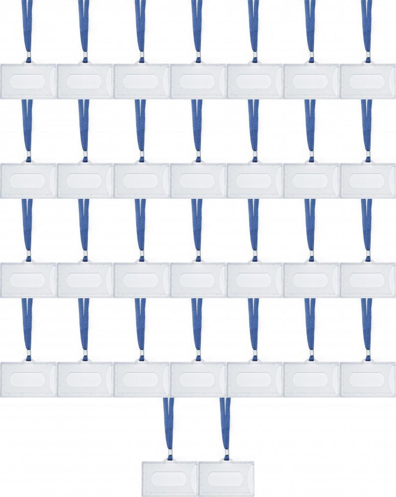 200x Holder do identyfikatorów Argo, z niebieską taśmą o szerokości 8mm, 92x59mm, przezroczysty