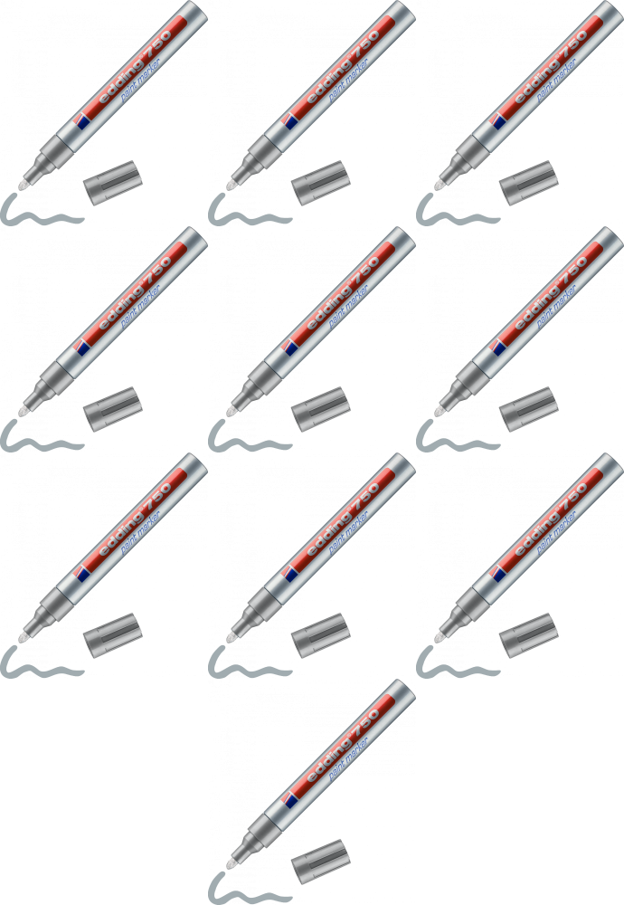 10x Marker olejowy edding 750, okrągła, 4mm srebrny