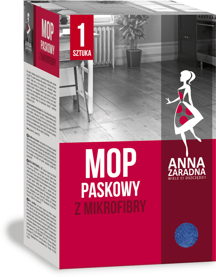 Mop paskowy z mikrofibry Anna Zaradna, końcówka, mix kolorów