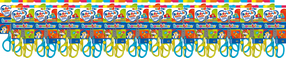 24x Nożyczki dla dzieci Bambino Zwierzaki Uczniaki, dla leworęcznych, z odbojnikiem, mix kolorów