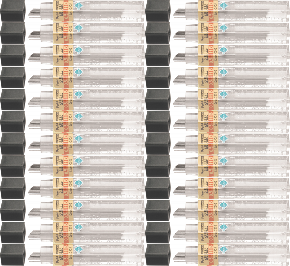 24x Grafity ołówkowe Pentel, 0.5 mm, HB