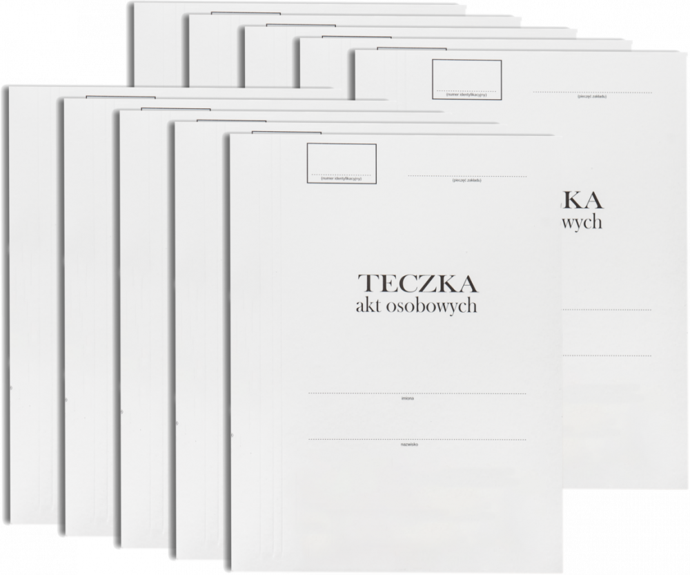 10x Teczka do akt osobowych Barbara, A4, tekturowa, 300g/m2, 5 przekładek ABCDE, biały