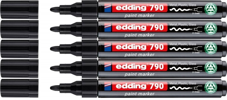 5x Marker olejowy edding e-790 PCR, okrągła, 2-3 mm, czarny