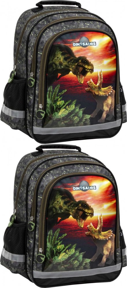 2x Plecak szkolny Derform 15 B Dinozaur 18, dwukomorowy, 18l, 38x28x18cm