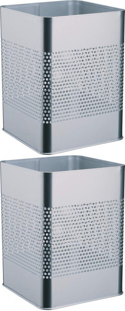 2x Kosz na śmieci Durable, ażurowy, kwadratowy, 18.5l, srebrny