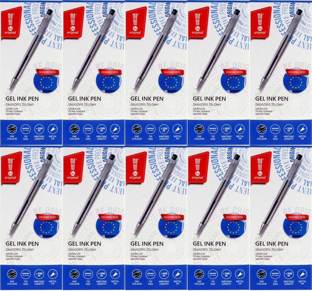 120x Długopis żelowy MemoBe, 0.7mm, czarny