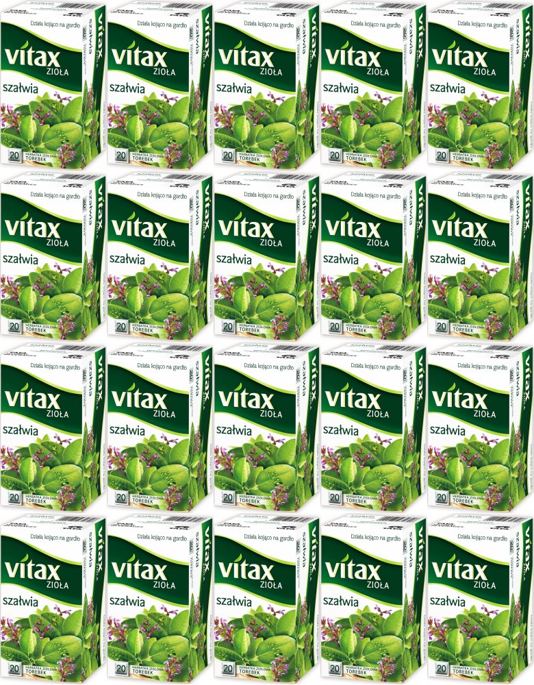 20x Herbata ziołowa w torebkach Vitax, szałwia, 20 sztuk x 1.2g