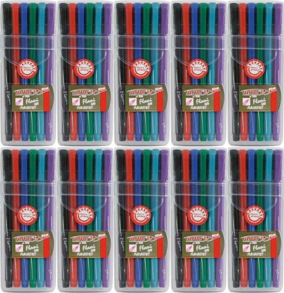 10x Pisaki Rystor, Flami RF, okrągła, 1mm, 6 sztuk, mix kolorów