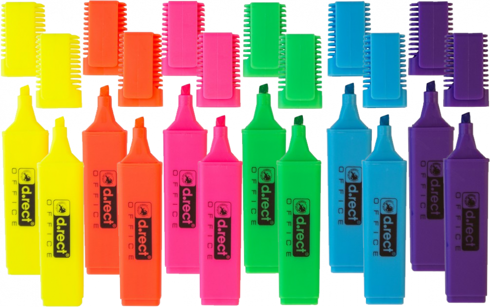 2x Zakreślacz D.Rect, 1127, ścięta, 6 sztuk, 5mm, mix kolorów