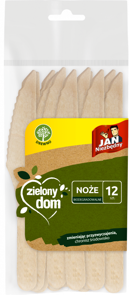 Noże jednorazowe Jan Niezbędny Zielony Dom, drewno, 12 sztuk, brązowy jasny