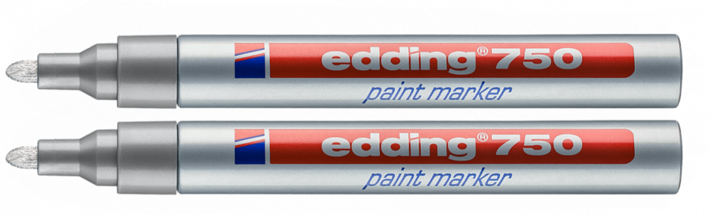 2x Marker olejowy edding 750, okrągła, 4mm srebrny