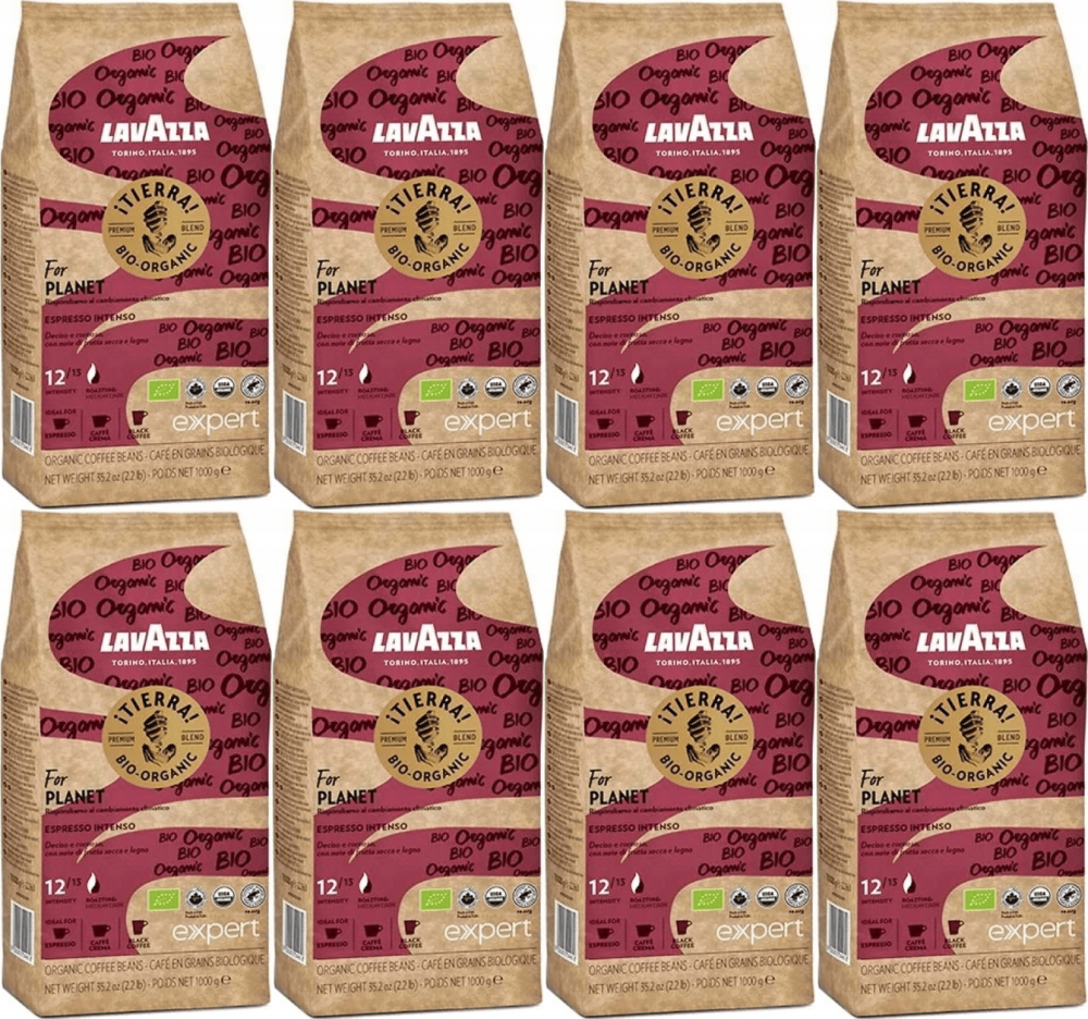 8x Kawa ziarnista Lavazza Tierra Expert Bio Organic, 1kg