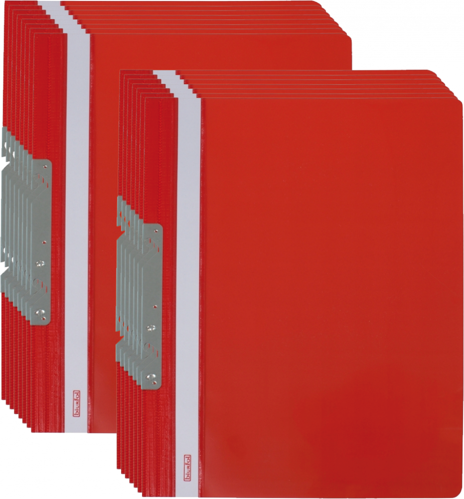 15x Skoroszyt plastikowy hakowy Biurfol, twardy, A4, do 200 kartek, czerwony