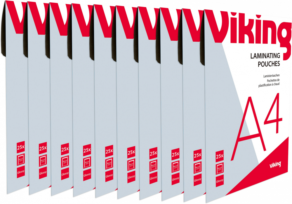 10x Folia do laminowania Viking, 216x303mm, A4, 2x75 μm, 25 sztuk