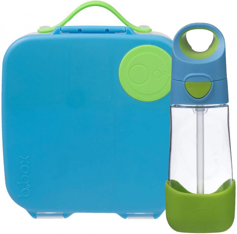 Zestaw: Lunchbox z wkładem chłodzącym + bidon na wodę ze słomką B.Box Ocean Breeze