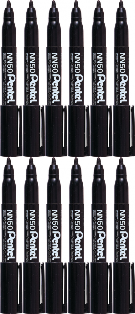 12x Marker permanentny Pentel, NN50, okrągła, 5 mm, czarny