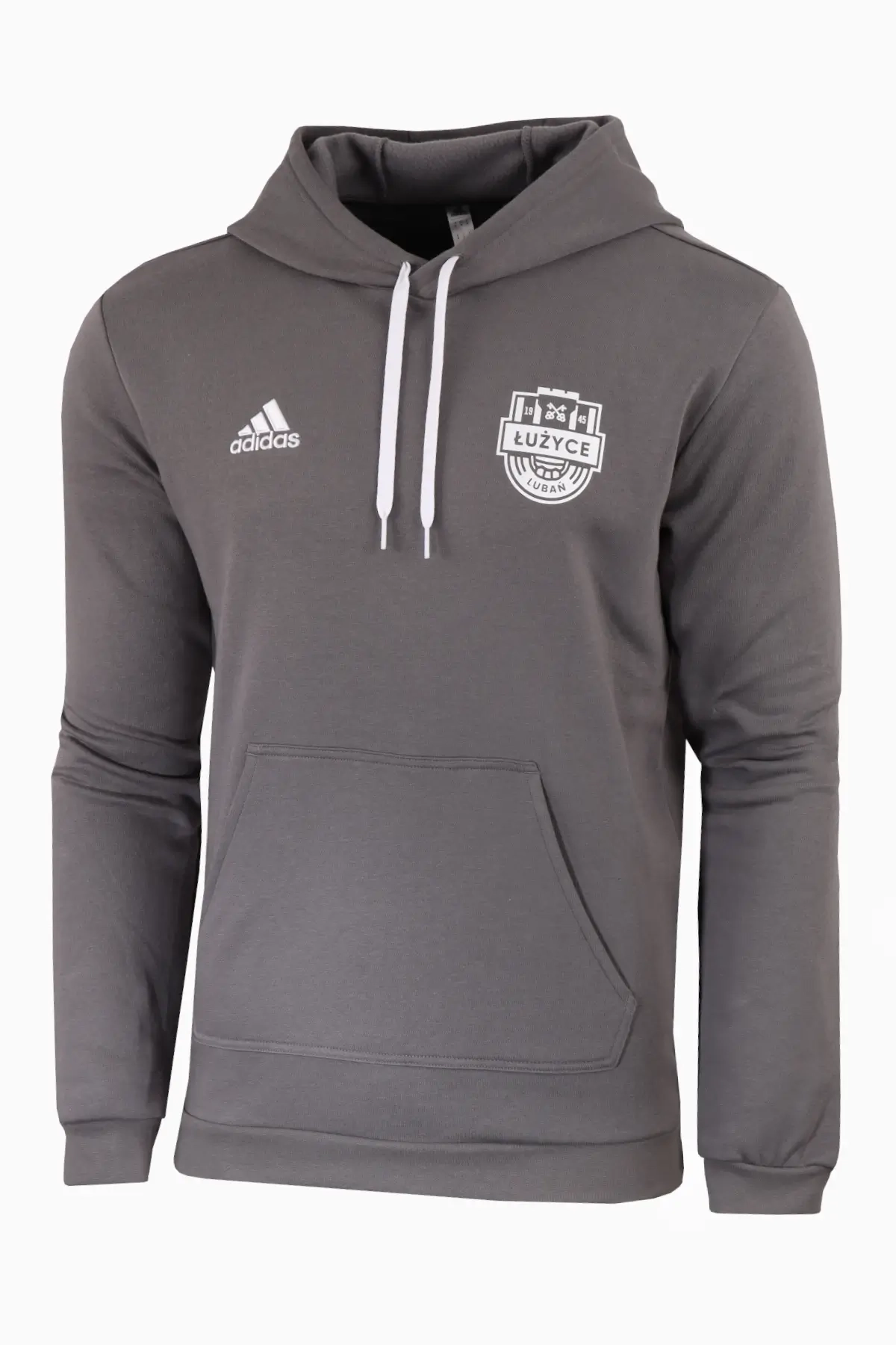 Bluza z kapturem adidas Łużyce Lubań 23/24 Junior - Szary