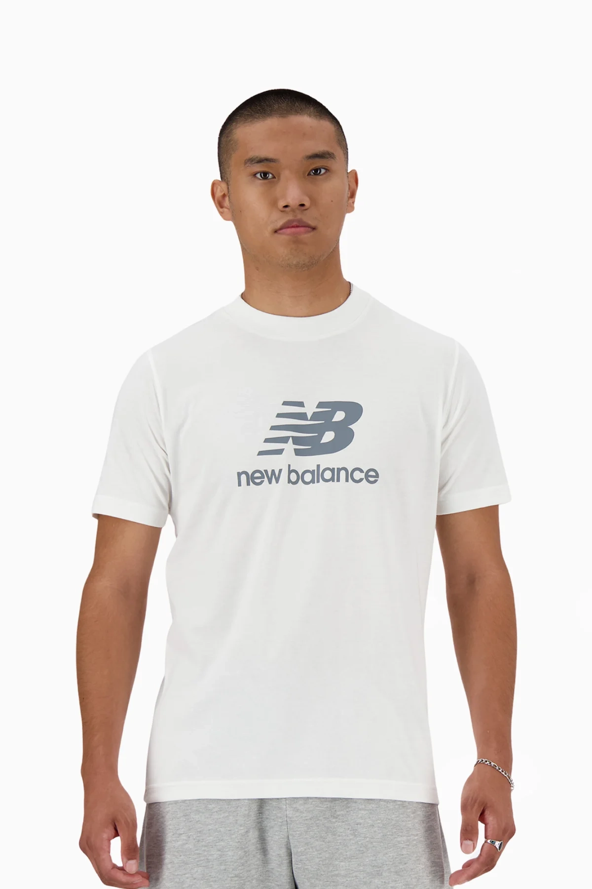Koszulka New Balance Stacked Logo - Biały