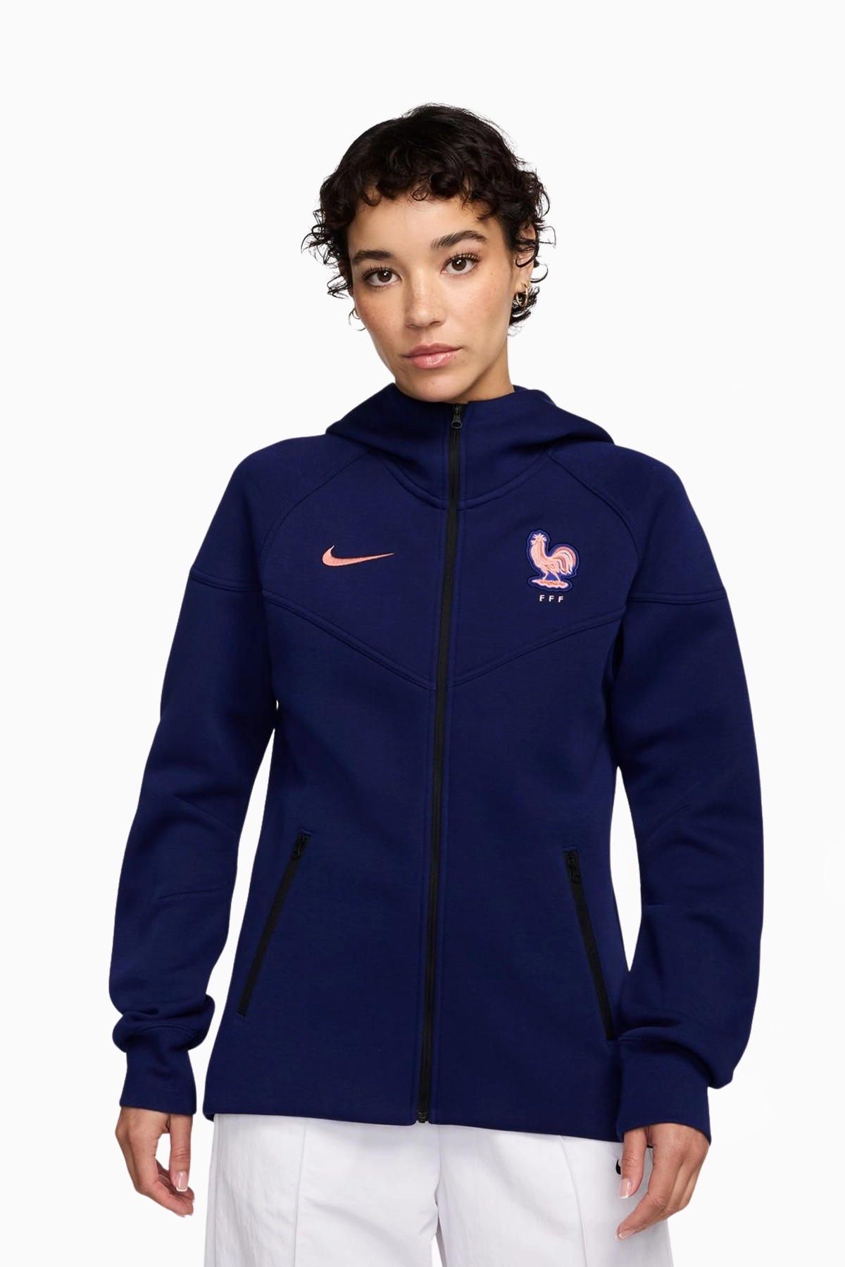 Bluza z kapturem Reprezentacji Francji Nike 2025 Tech Fleece Windrunner Damska - Granatowy