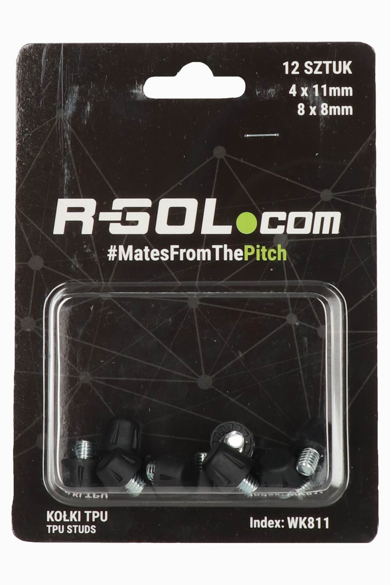 Kołki R-GOL TPU Studs 8x8mm + 4x11mm - Czarny
