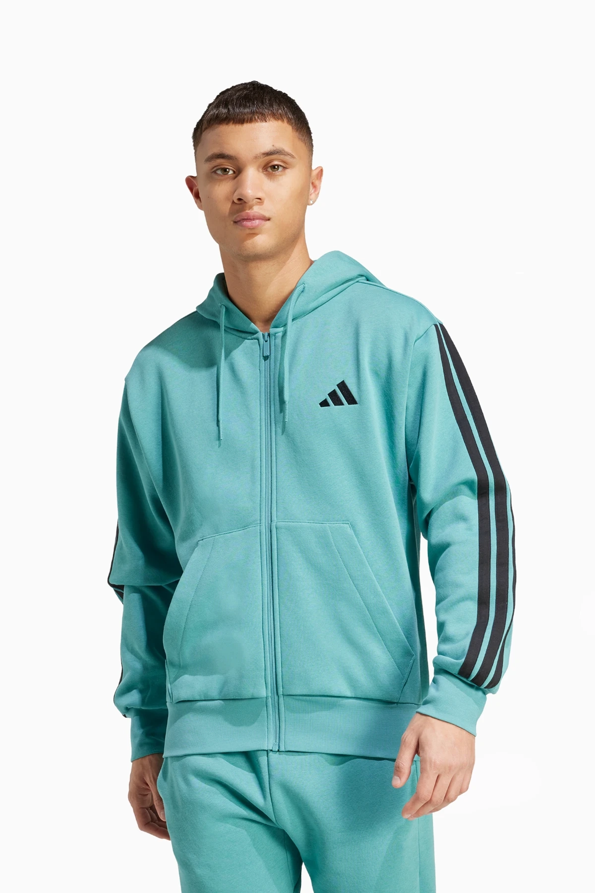 Bluza z kapturem adidas Essentials 3-Stripes Fleece - Miętowy