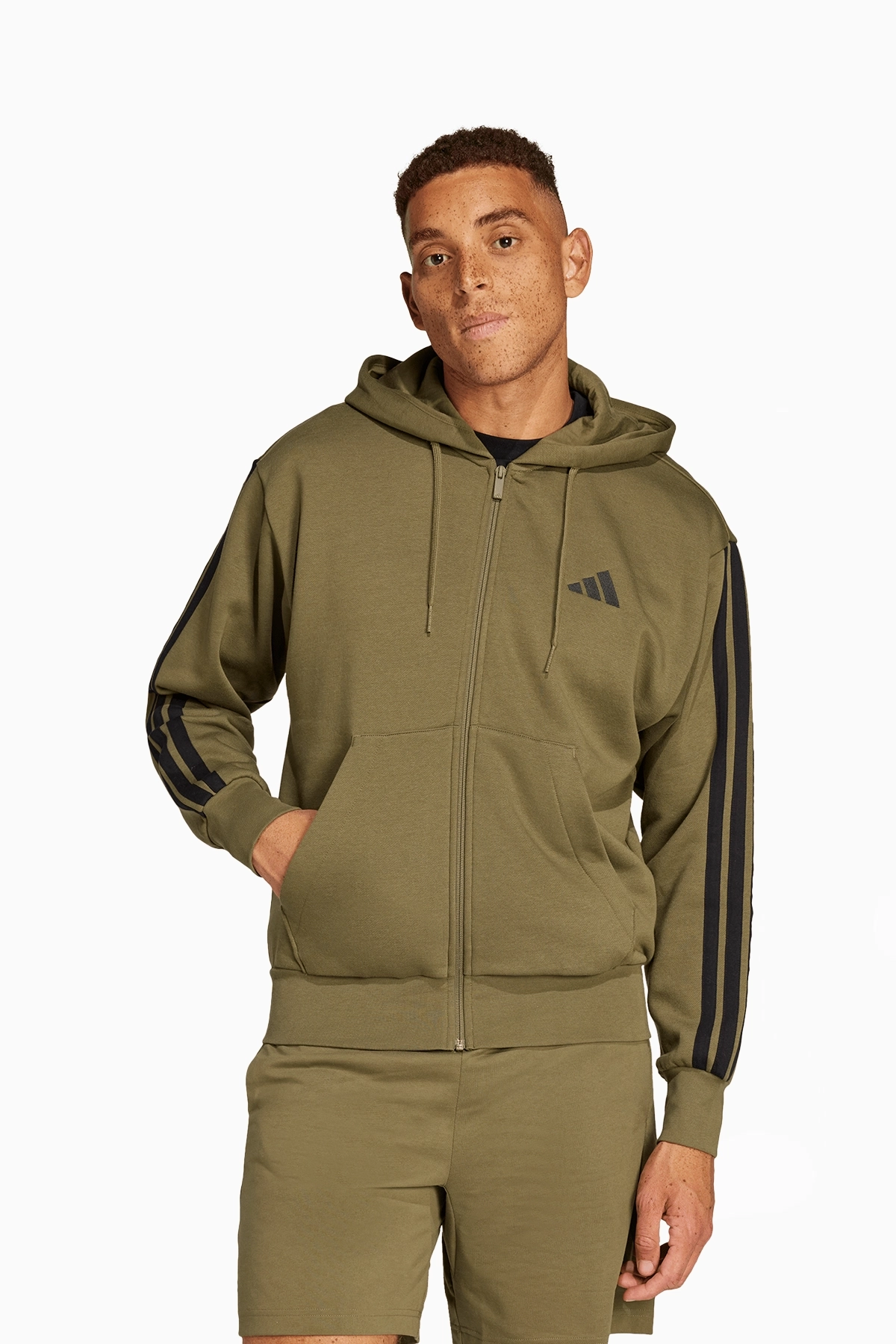 Bluza z kapturem adidas Essentials 3-Stripes Fleece - Zielony