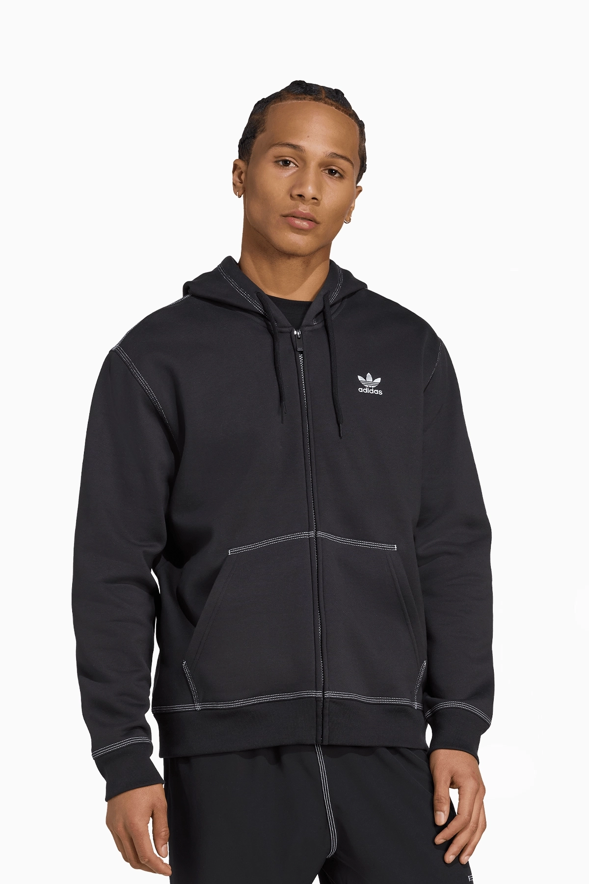 Bluza z kapturem adidas Trefoil Essentials Full-Zip - Czarny
