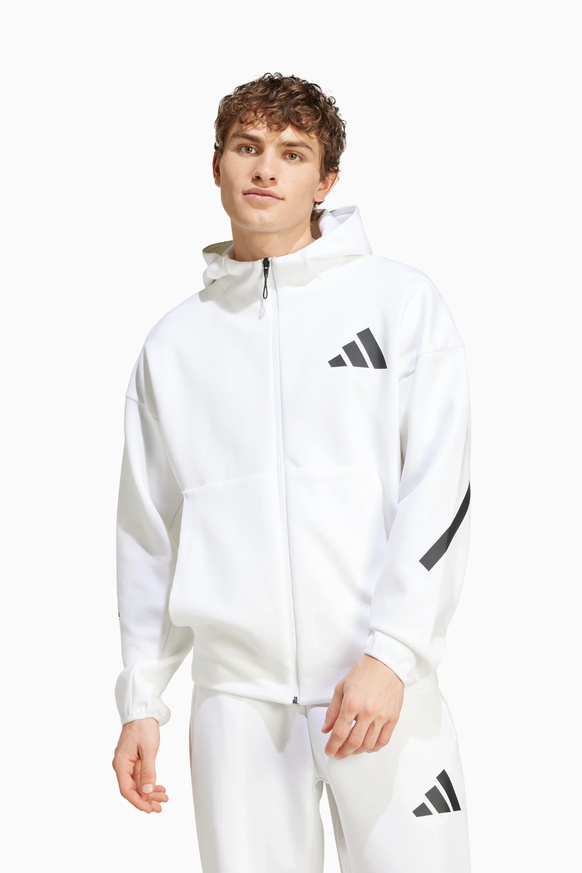Bluza z kapturem adidas Z.N.E. Full-Zip - Biały