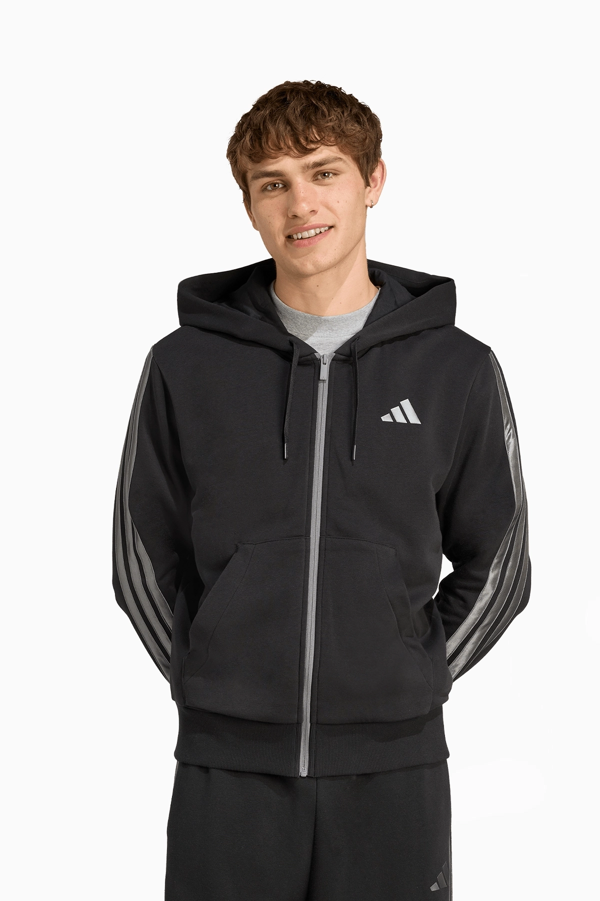 Bluza z kapturem adidas Holiday 3-Stripes Full-Zip - Czarny