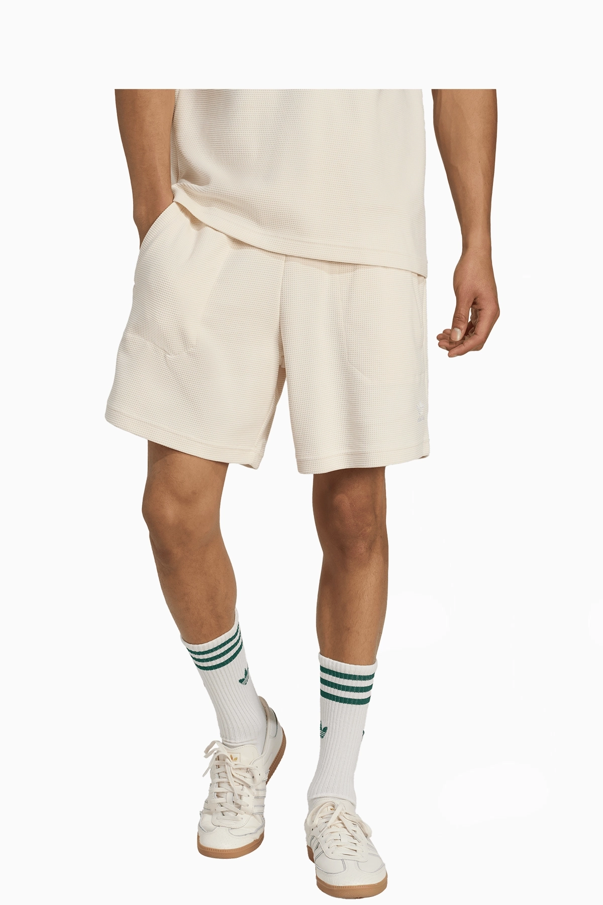 Spodenki adidas Essentials Trefoil Waffle - Biały