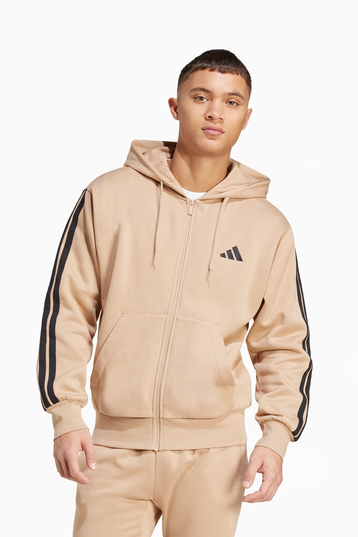 Bluza z kapturem adidas Essentials 3-Stripes Fleece - Beżowy