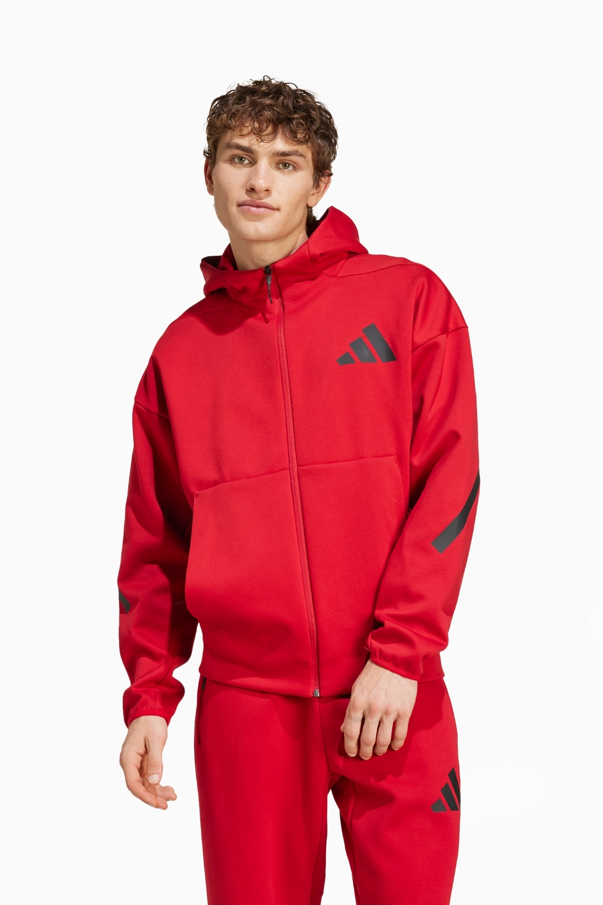 Bluza z kapturem adidas Z.N.E. Full-Zip - Czerwony