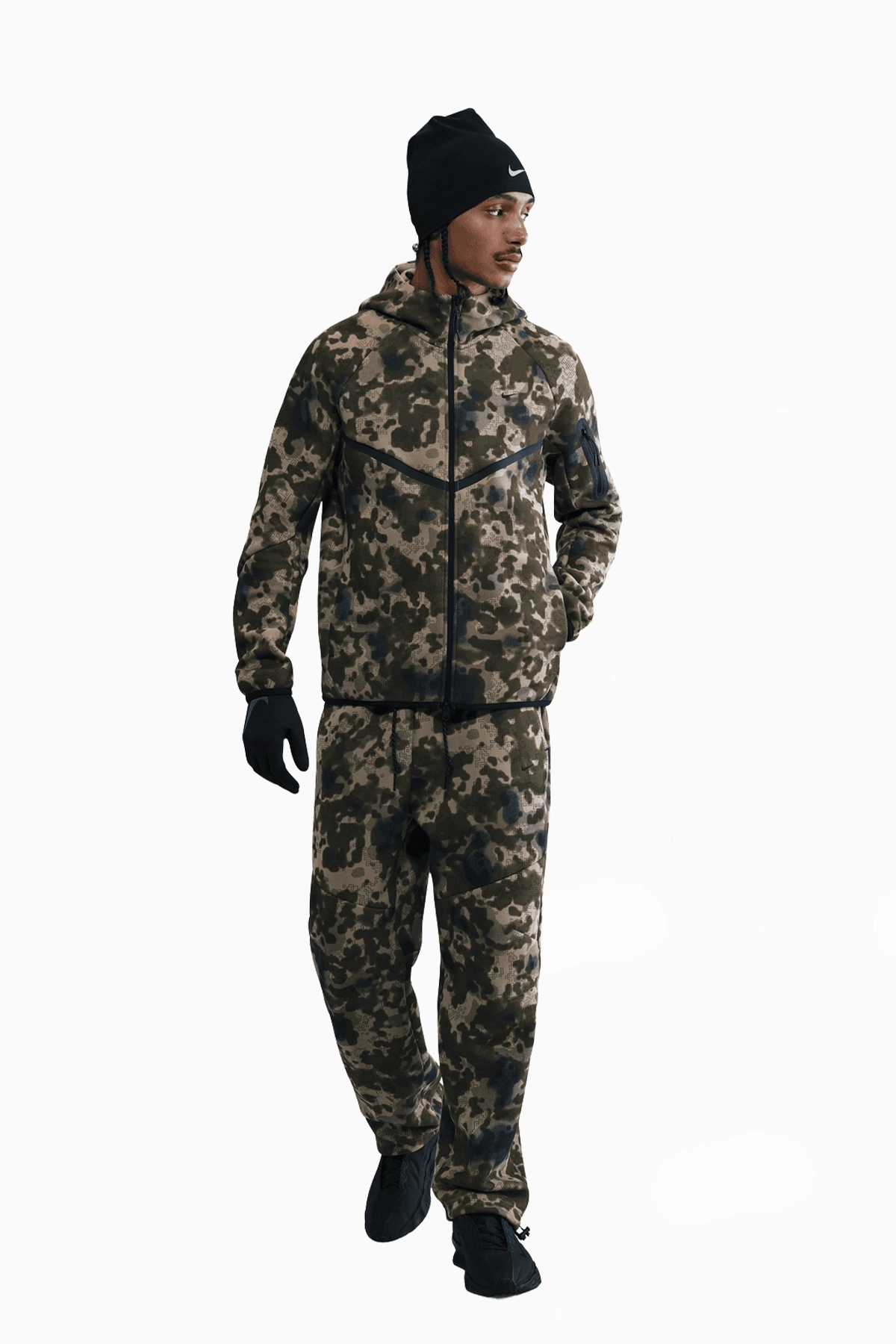 Bluza z kapturem Nike Tech Fleece Windrunner Camo Full-Zip - Zielony