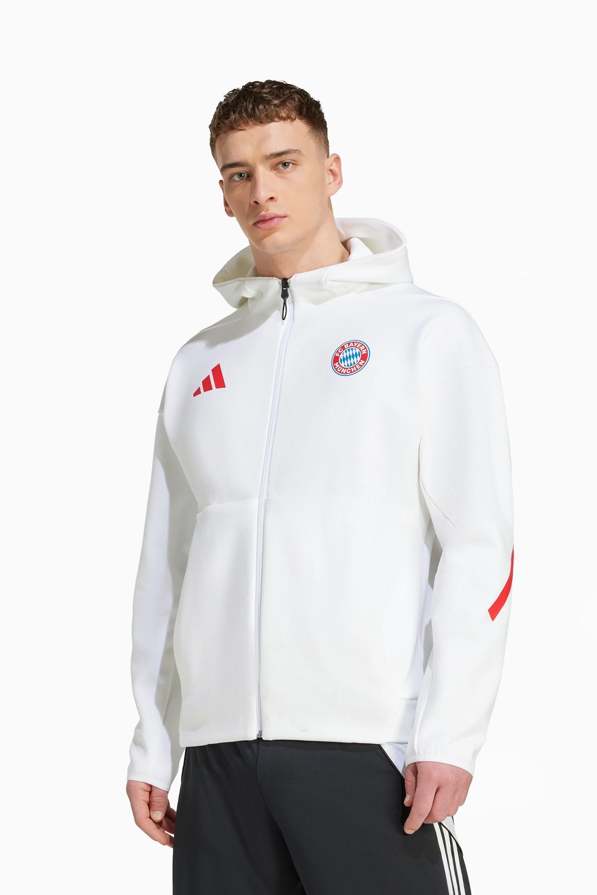 Bluza z kapturem adidas FC Bayern 25/26 Anthem - Biały