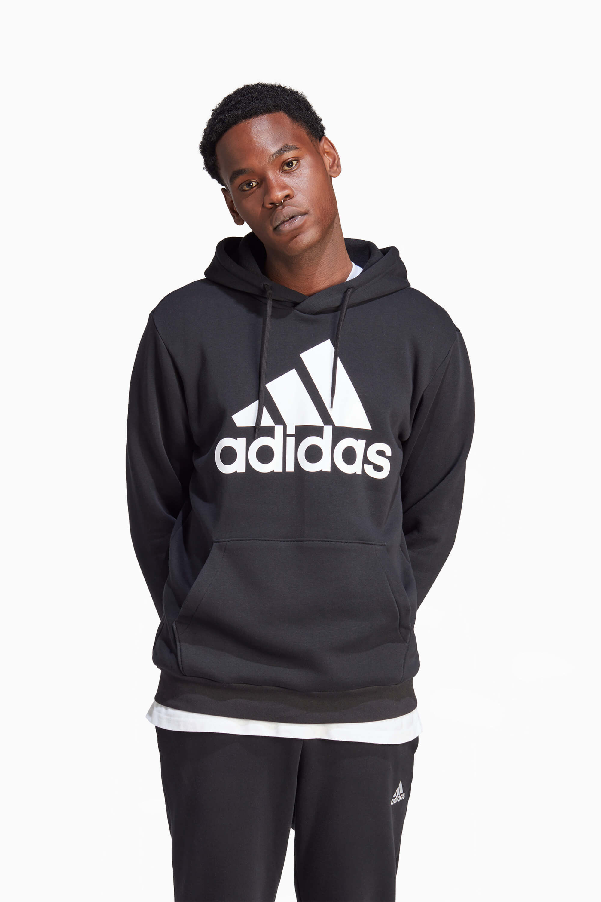 Bluza z kapturem adidas Essentials Fleece Big Logo - Czarny