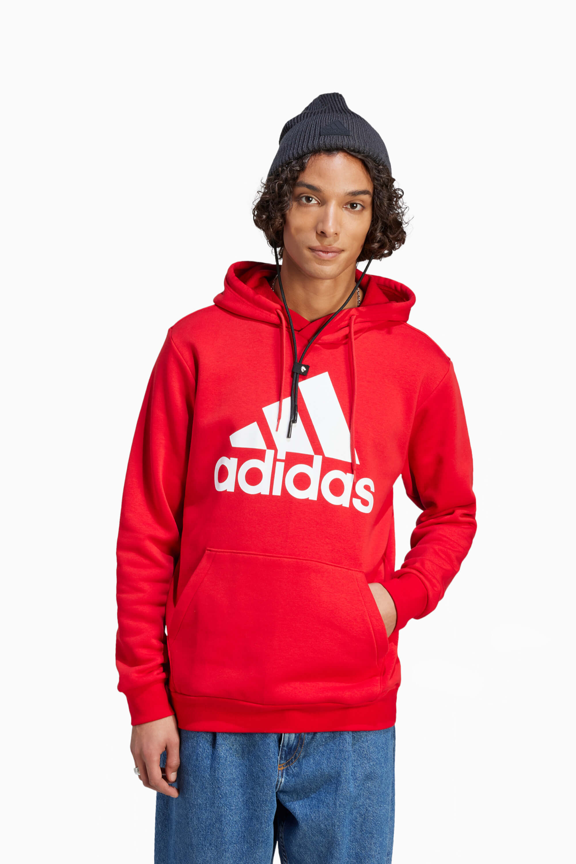 Bluza z kapturem adidas Essentials Fleece Big Logo - Czerwony