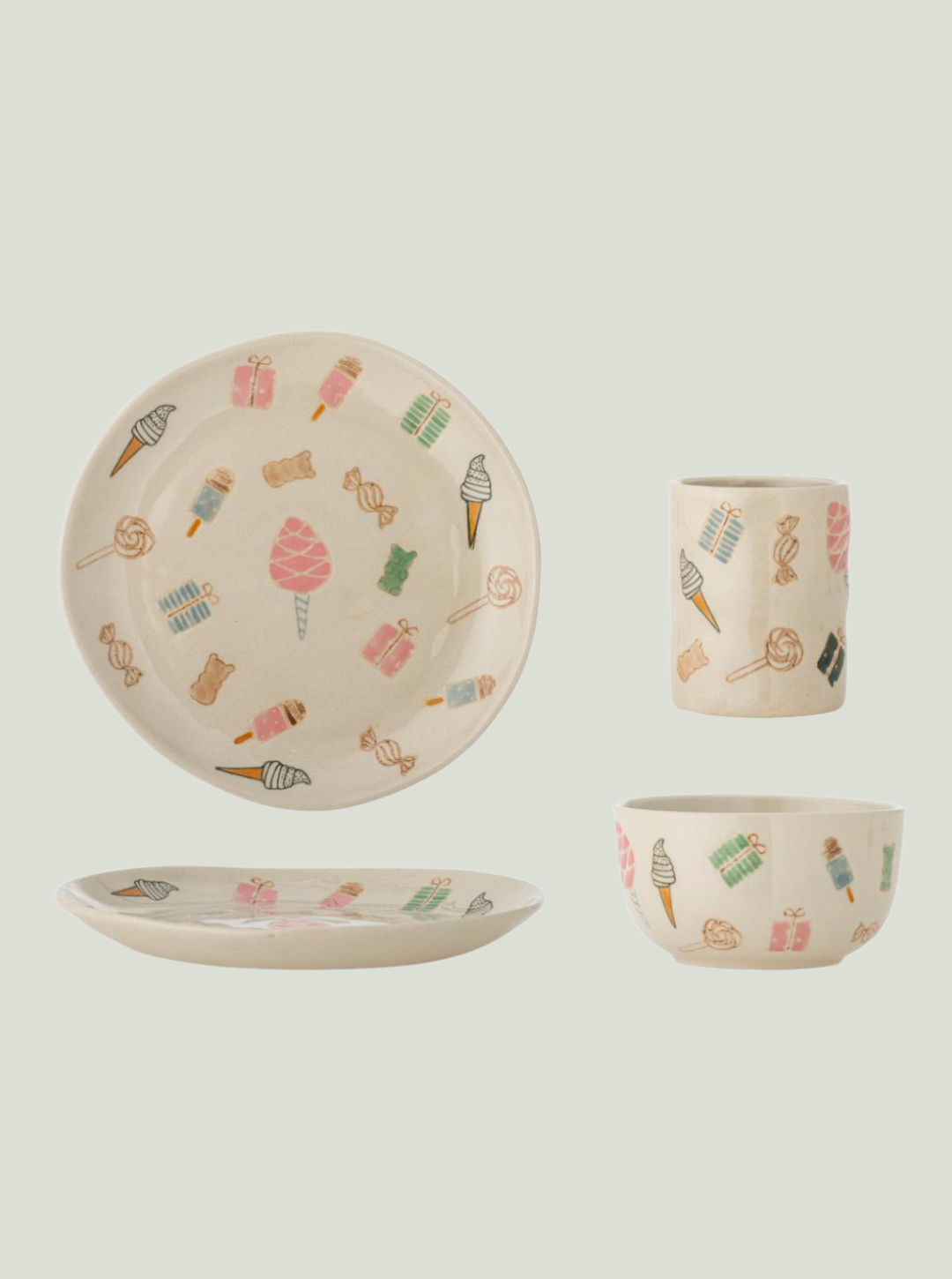 Zestaw do zastawy stołowej, Słodycze, Natura, Kamionka BLOOMINGVILLE MINI