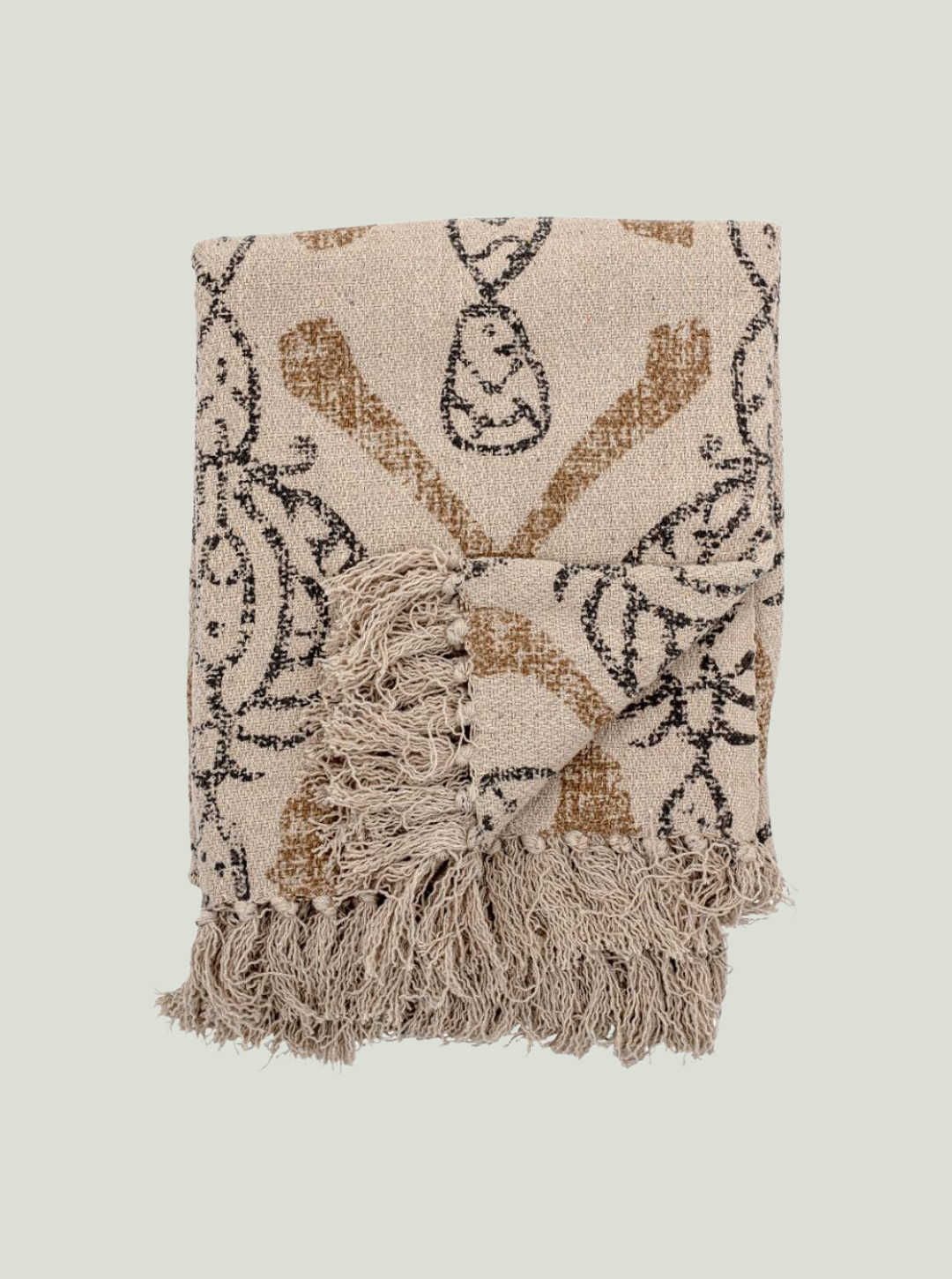 Freddy Throw, natura, bawełna z recyklingu Bloomingville