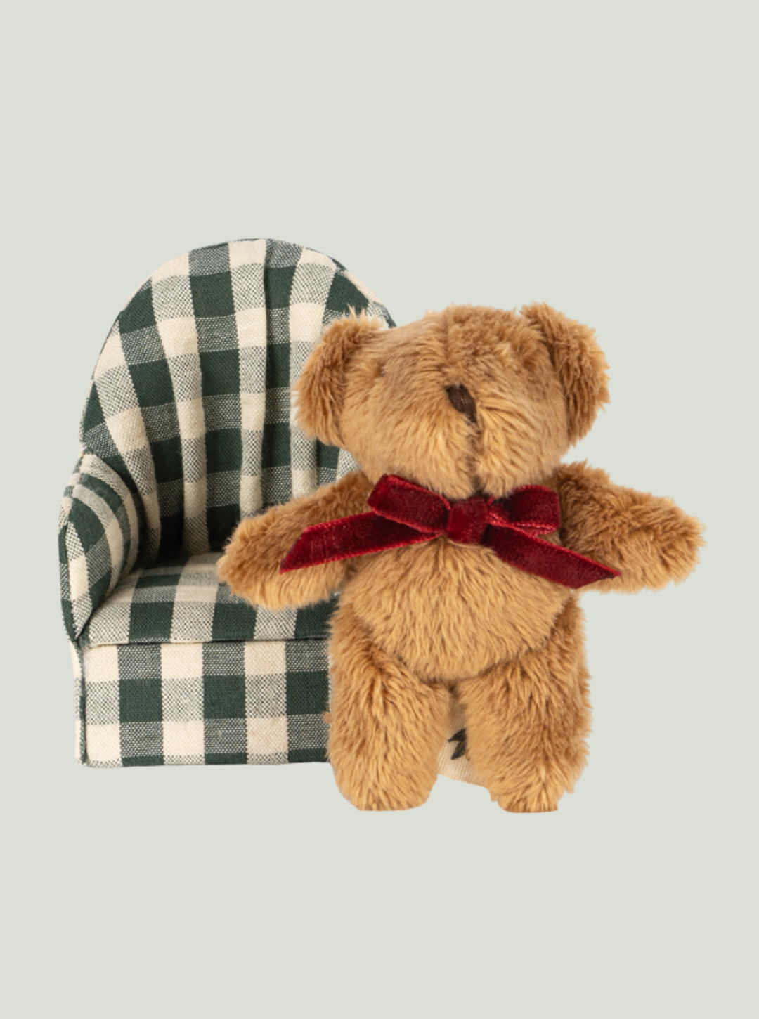 Maskotka KALLE TINY TEDDY GREEN CHECK Konges Sløjd