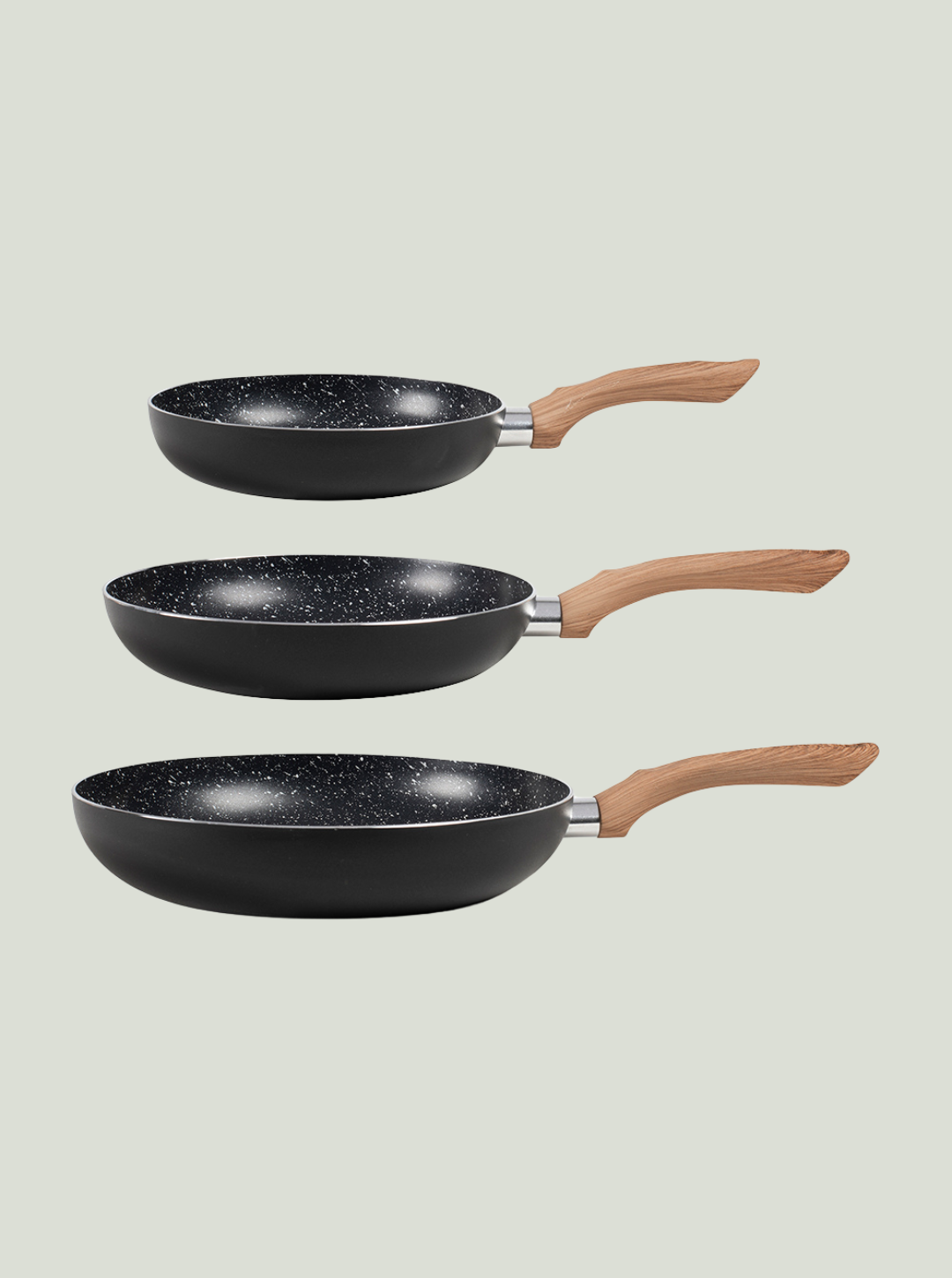 Zestaw 3 patelni z drewnianym wykończeniem Black LIVOO
