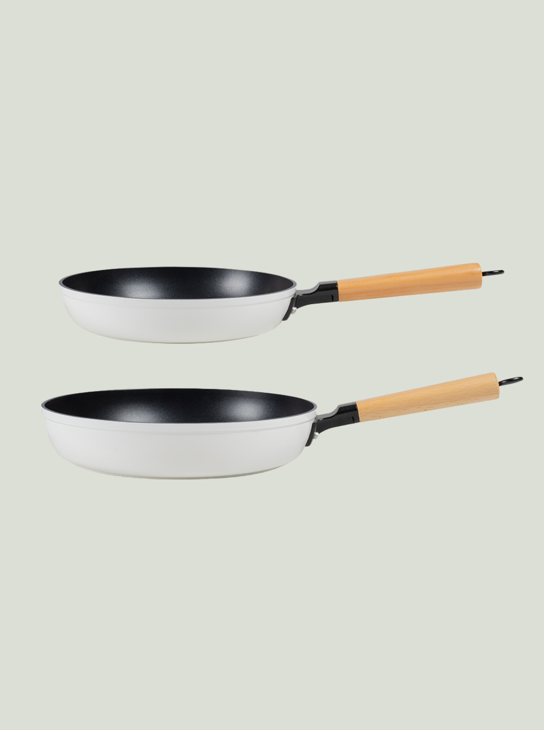 Zestaw 2 patelni z drewnianymi uchwytami White LIVOO